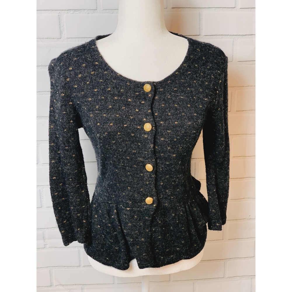Monteau Gold Speckled Peplum Sweater